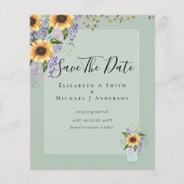 BUDGET SAVE THE DATES Rustieke Zonnebloemen Paars Flyer