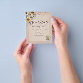 BUDGET SAVE THE DATES Rustieke Zonnebloemen Paars Flyer (Hand)