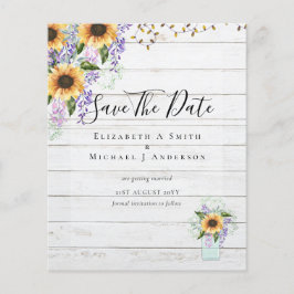 BUDGET SAVE THE DATES Rustieke Zonnebloemen Paars Flyer