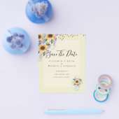 BUDGET SAVE THE DATES Rustieke Zonnebloemen Paars Flyer (Enkel)