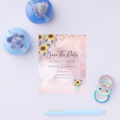 BUDGET SAVE THE DATES Rustieke Zonnebloemen Paars Flyer (Enkel)