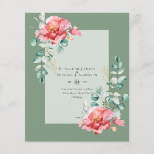 BUDGET SAVE-THE-DATUMS - Witte Rozen Bloemen Flyer