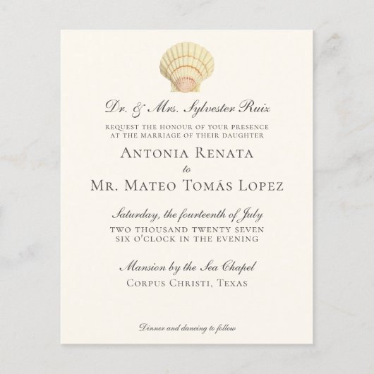 BUDGET Scallop Single Seashell Weddenschap (Voorkant)