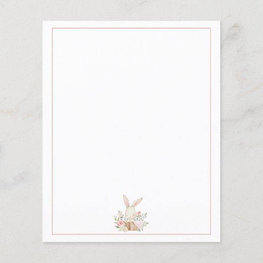 Budget schattig konijn 1e verjaardag uitnodiging flyer (Achterkant)