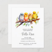 Budget Schattige Bird Baby shower nodigt uit (Voorkant / Achterkant)