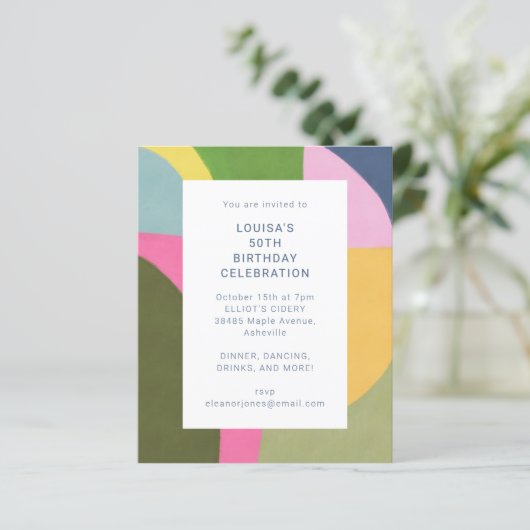 Budget Schattigee Abstracte kunst Modern Birthday  (Staand voorkant)