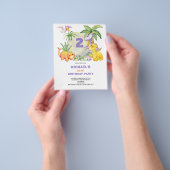 Budget Schattigee Dinosaurus 2e Verjaardagsuitnodi Flyer (Hand)