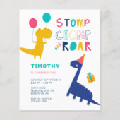 Budget Schattigee Dinosaurus Verjaardag Kleurrijke (Voorkant)