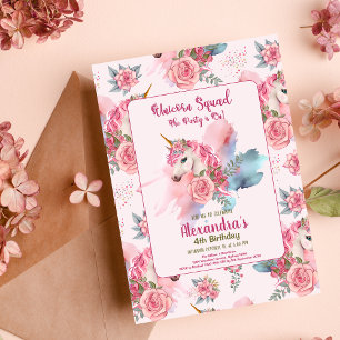 Budget Schattigee eenhoorn regenboog verjaardagsfe Flyer