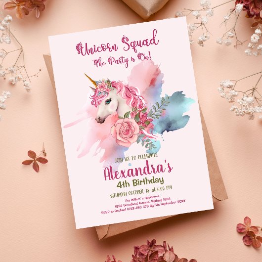 Budget Schattigee eenhoorn regenboog verjaardagsfe Flyer