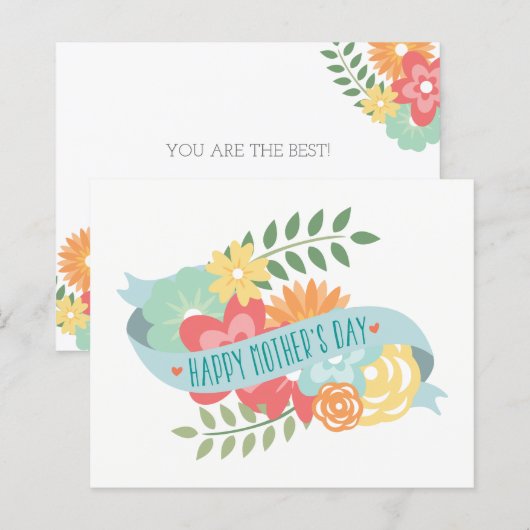 Budget  Schattigee Florals Moederdag Kaart (Voorkant / Achterkant)