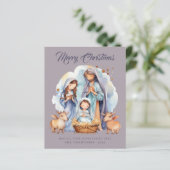 Budget Schattigee Geboorte Vrolijke Kerstmis Kaart (Staand voorkant)