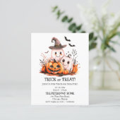 Budget Schattigee Ghosts Trick or treat Uitnodigin (Staand voorkant)