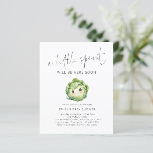 Budget Schattigee Little Sprout Baby shower (Staand voorkant)