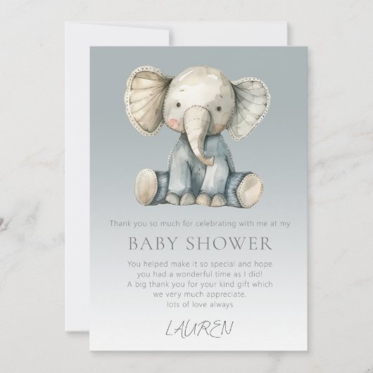 Budget Schattigee Olifant Baby shower Kaart (Voorkant)