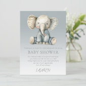 Budget Schattigee Olifant Baby shower Kaart (Staand voorkant)