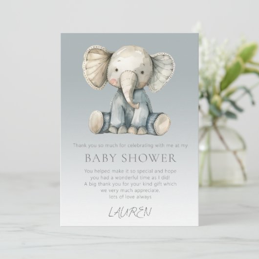 Budget Schattigee Olifant Baby shower Kaart (Staand voorkant)