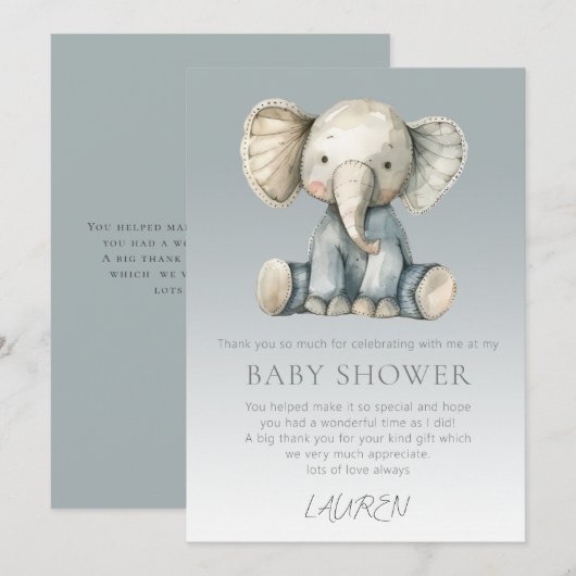 Budget Schattigee Olifant Baby shower Kaart (Voorkant / Achterkant)