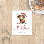Budget Schattigee Santa Hat Highland Koe Vrolijk K<br><div class="desc">Budget Schattigee Santa Hat Highland Koe Vrolijk Kerstfeest. Een budget geprijsd kleiner 4, 5 x 5, 6 "110 lbs semi-gloss, vergelijkbaar in dikte aan een briefkaart. Er is er één per blad. Feestelijke schattigheid voor uw vakantiewensen, met dit leuke ontwerp met een lieve hoogland koe in zijn Santa hat. Vrolijk...</div>