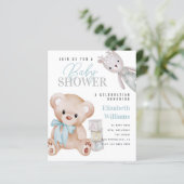 BUDGET Schattigee Teddy Bear Baby shower Uitnodigi (Staand voorkant)