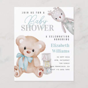BUDGET Schattigee Teddy Bear Baby shower Uitnodigi