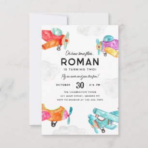 Budget Schattigee Vliegtuigen Wolken Kind Verjaard Notitiekaartje