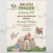 Budget Schattigee Waterverf Dragon Baby 1e Verjaar Flyer (Voorkant)