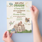 Budget Schattigee Waterverf Dragon Baby 1e Verjaar Flyer (Hand)