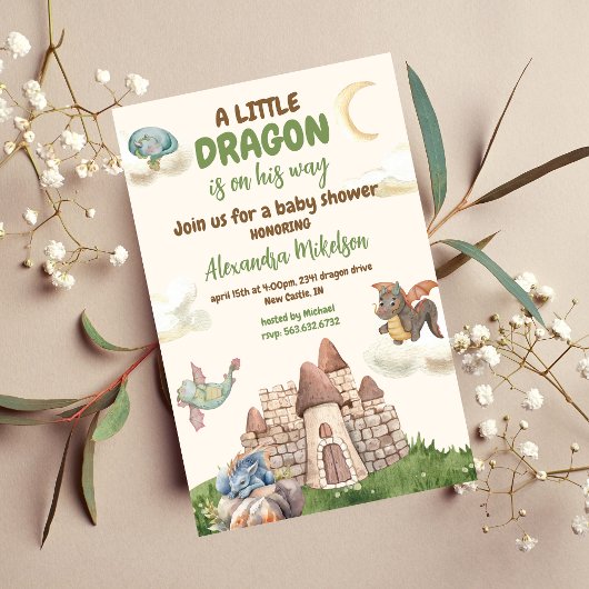 Budget Schattigee Waterverf Dragon Baby shower