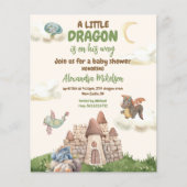 Budget Schattigee Waterverf Dragon Baby shower Flyer (Voorkant)