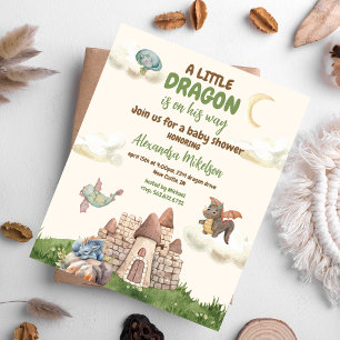 Budget Schattigee Waterverf Dragon Baby shower Flyer