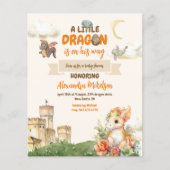 Budget Schattigee Waterverf Dragon Baby shower Flyer (Voorkant)