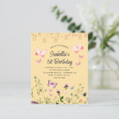 Budget Schattigee Wildflower 1e Verjaardagsuitnodi (Staand voorkant)