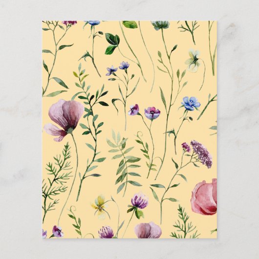 Budget Schattigee Wildflower 1e Verjaardagsuitnodi (Achterkant)