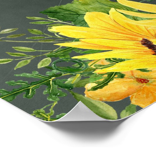 Budget SCHOOLBORD Huwelijks Welkom Bord Zonnebloem Poster (Hoek)