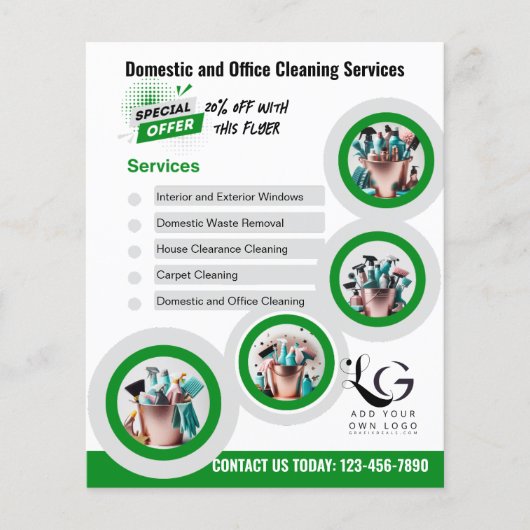 ⭐️BUDGET Schoonmaak Diensten Doe-Het-Zelf Sjabloon Flyer (Voorkant)