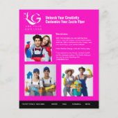 ⭐️BUDGET Schoonmaakdiensten DIY-sjabloon ROZE ZWAR Flyer (Achterkant)