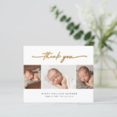 Budget Script 3 Foto Baby Aankondiging Bedankt (Staand voorkant)