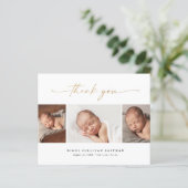 Budget Script 3 Foto Baby Aankondiging Dank u (Staand voorkant)