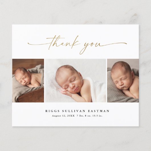 Budget Script 3 Foto Baby Aankondiging Dank u (Voorkant)
