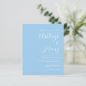 Budget Script Baby Blue Wedding Invitation (Staand voorkant)