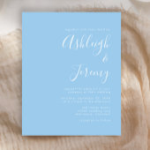 Budget Script Baby Blue Wedding Invitation
