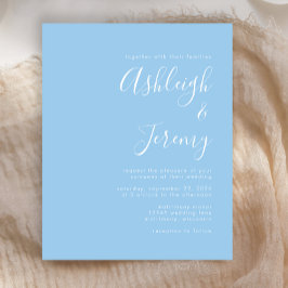 Budget Script Baby Blue Wedding Invitation