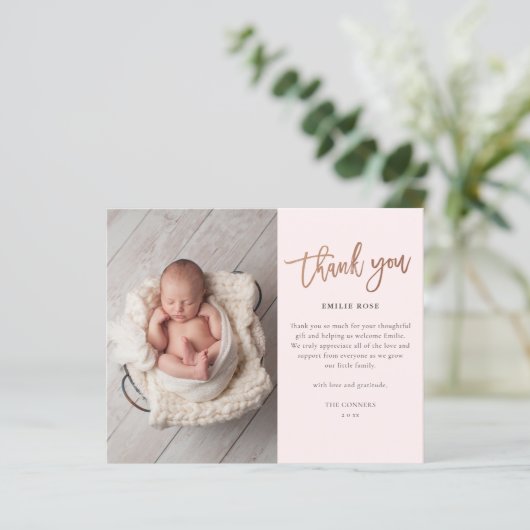 Budget Script Baby Foto Bedankkaart (Staand voorkant)