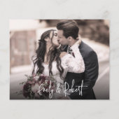 Budget Script Beige Bruiloft Dank u Fotokaart (Achterkant)