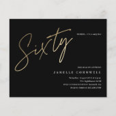 Budget Script Black Gold 60th Birthday Invitation (Voorkant)
