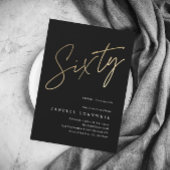 Budget Script Black Gold 60th Birthday Invitation