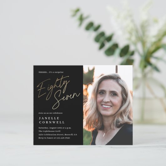 Budget Script Black Gold 87th Birthday (Staand voorkant)