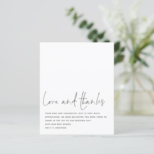 Budget Script Black White Pas getrouwd Foto Dank u (Staand voorkant)