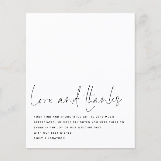 Budget Script Black White Pas getrouwd Foto Dank u (Voorkant)